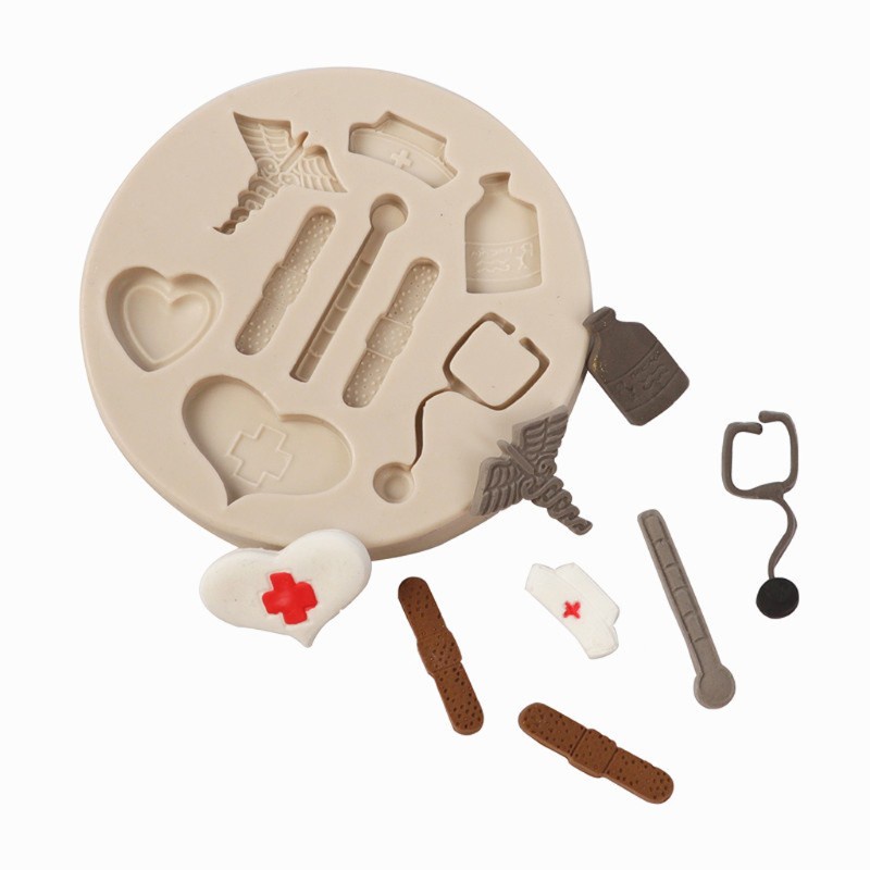 Glitter Nurse Themed Medical- Hat Bottle Heart Tool Medicine Candy Silicone Resin Mold