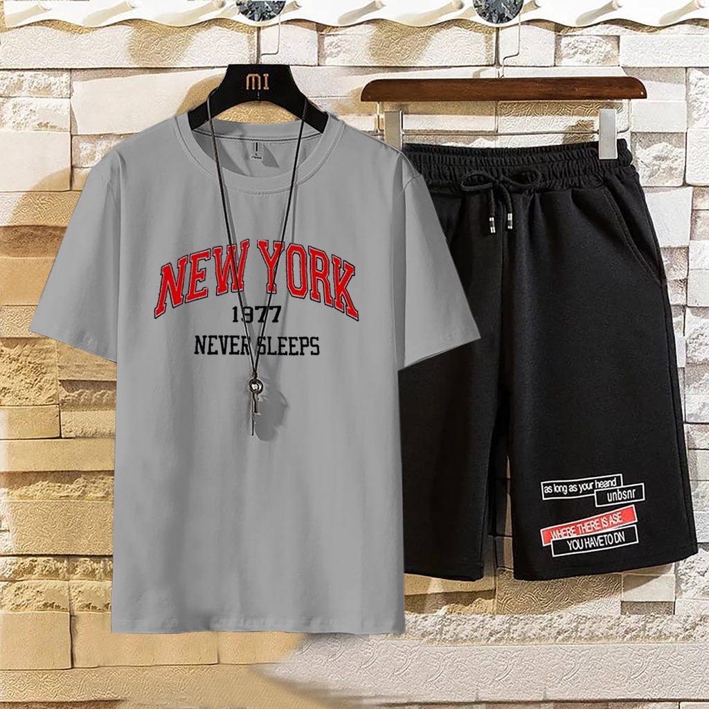 SETELAN size M|L,XL fashion bandung pakaian set pria setelan newyork-animos