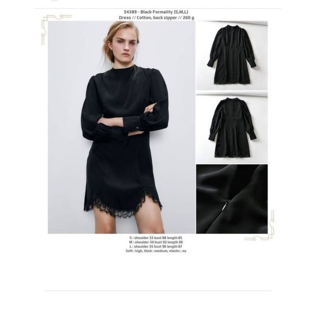 Tunik polos hitam lengan panjang renda bawah