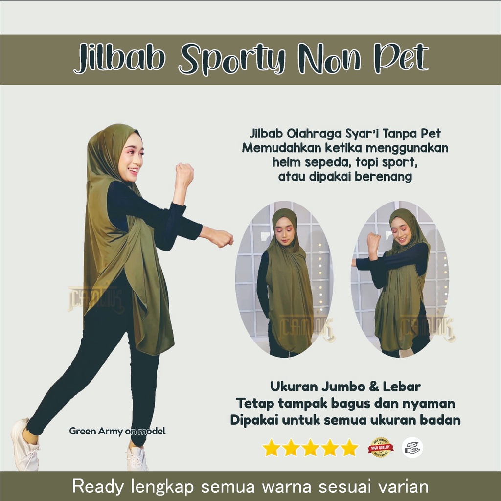 Jilbab Sporty Hijab Olahraga Syar'i Jumbo untuk Senam Bersepeda Berenang Jogging Yoga Hiking JS1