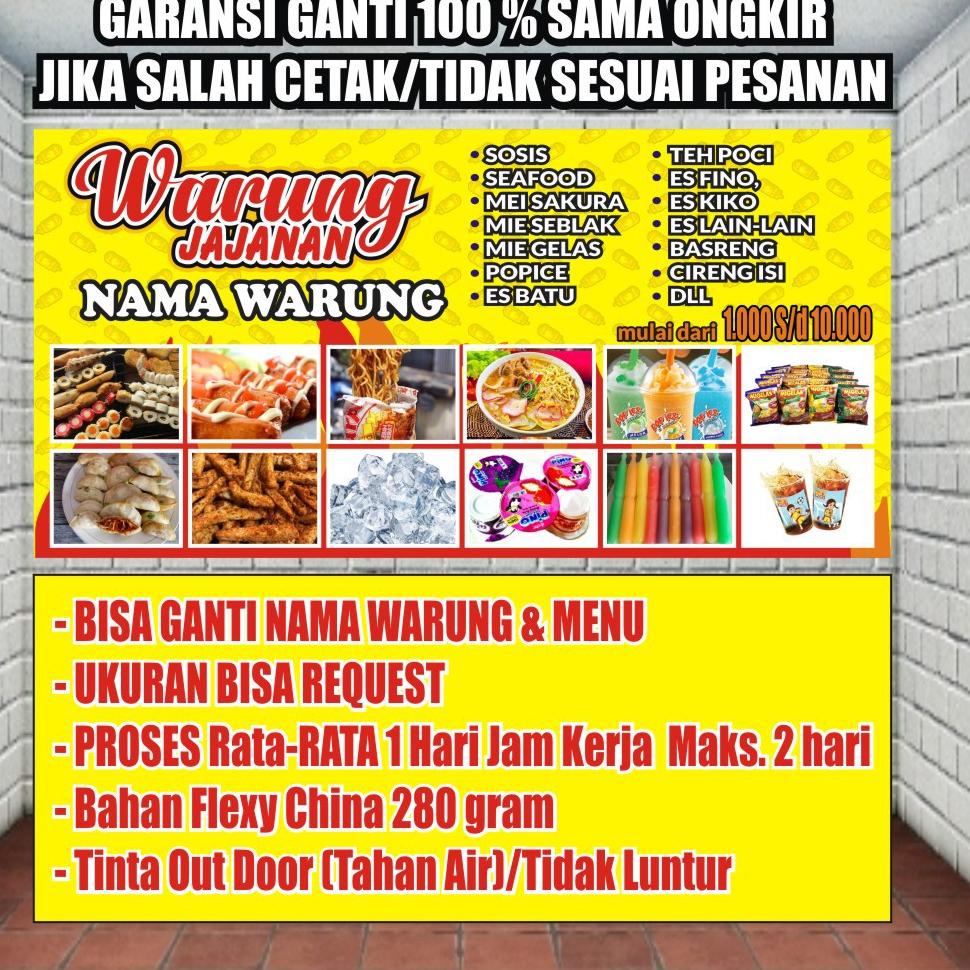 

♥BRAND♥ Spanduk Warung Jajanan Bisa Ganti Nama dan Menu sale