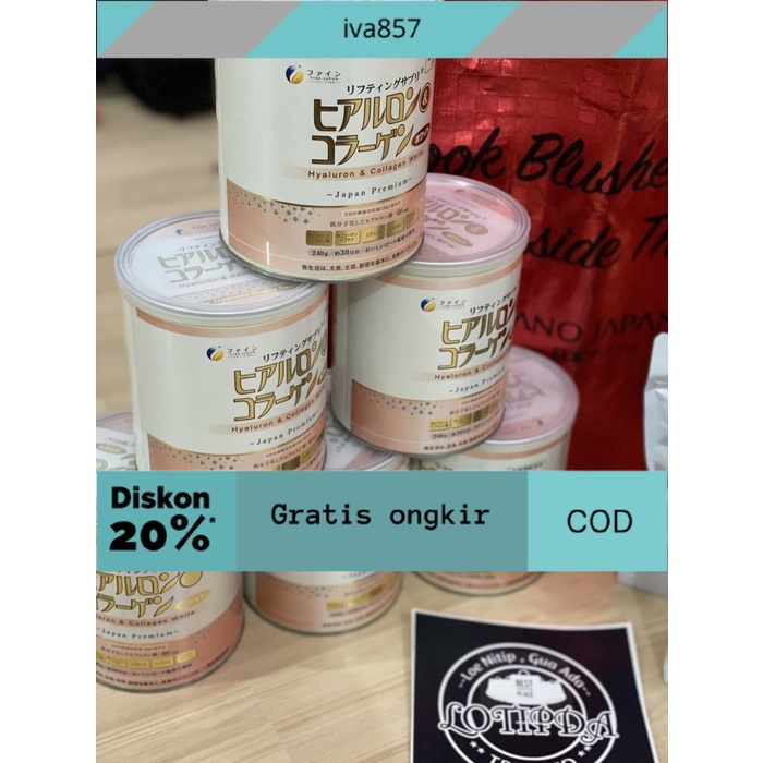 

PROMO FINE JAPAN Hyaluron and Collagen White 240g Tin GRATIS ONGKIR