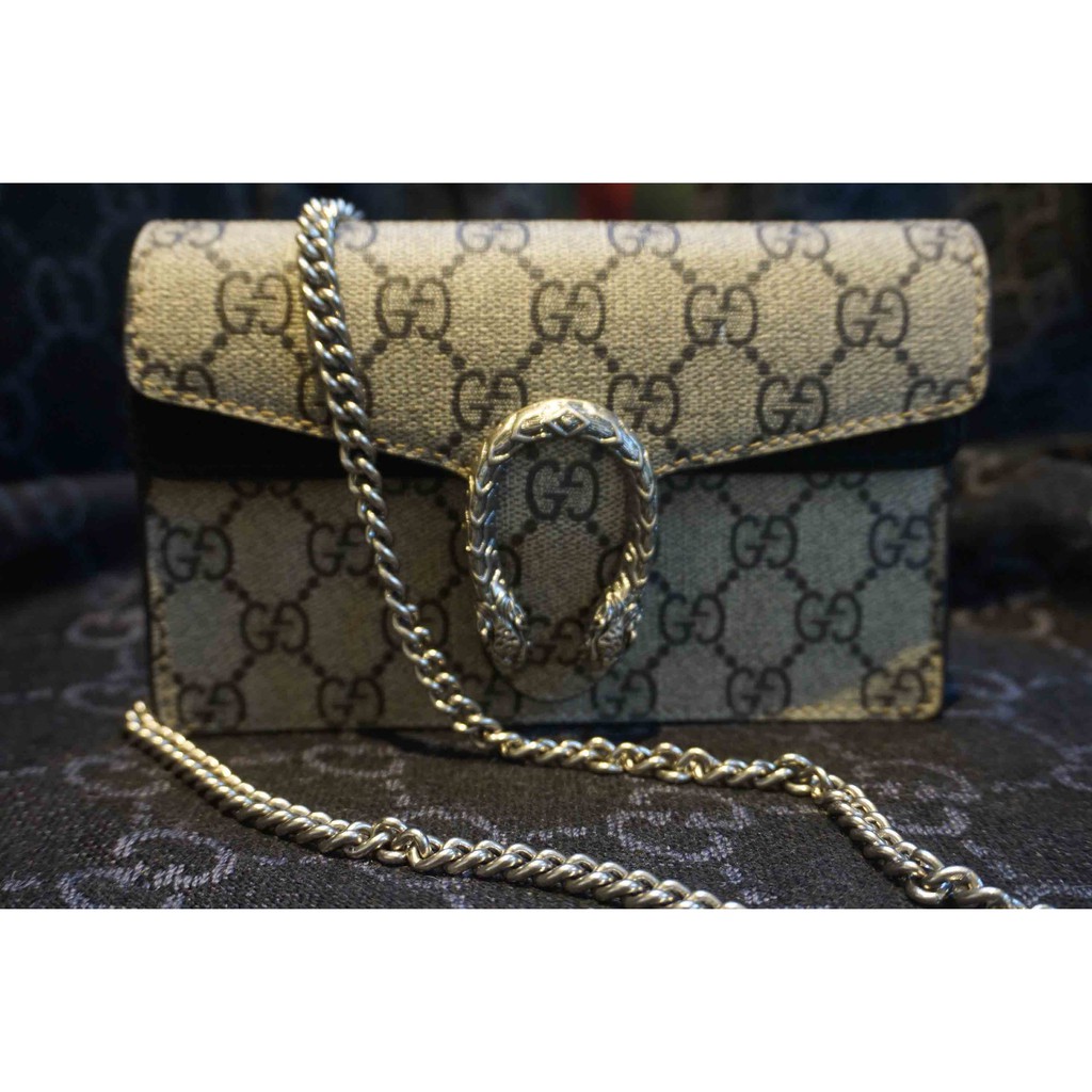 Tas Selempang Rantai Wanita Gucci Black Grey