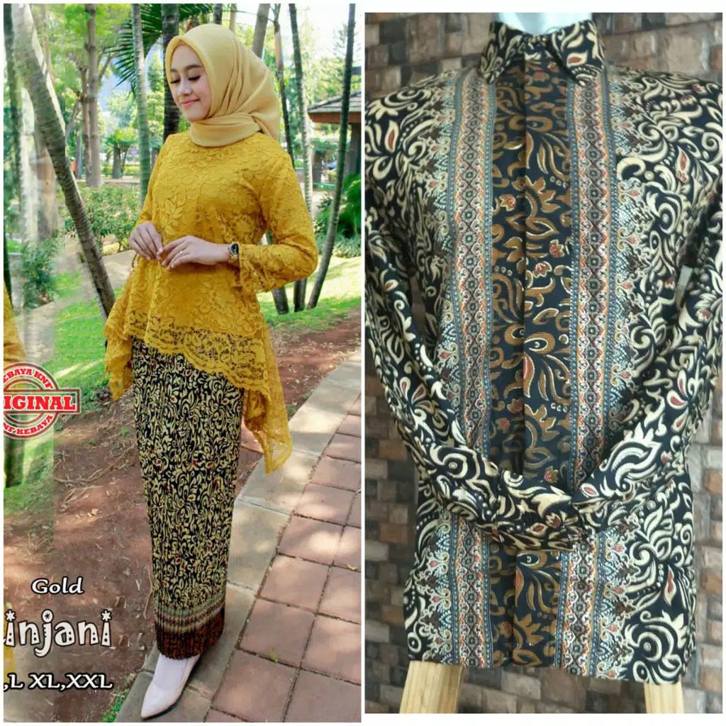 Kebaya couple tika Rinjani/Kebaya Couple/Kebaya KNF-Gold set couple