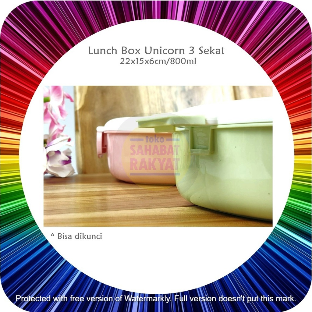 RML047K Lunch Box/ Tempat Makan/ Tempat Bekal Unicorn 3 Sekat