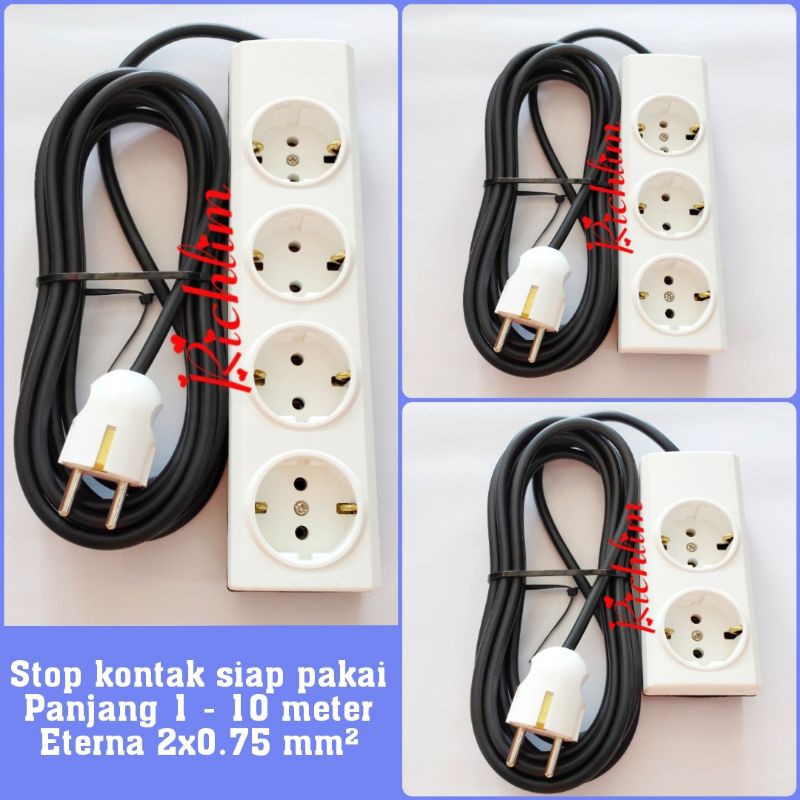 Stop Kontak Broco/Colokan Listrik 2 3 4 Lubang/Kabel 2x0.75 mm² Serabut tembaga asli/Steker Broco