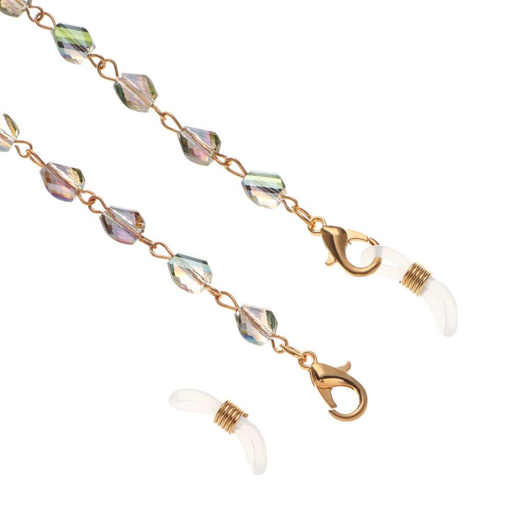 R-flower Glasses Chains Wanita Manik-Manik Kristal Logam Kacamata Baca Tali