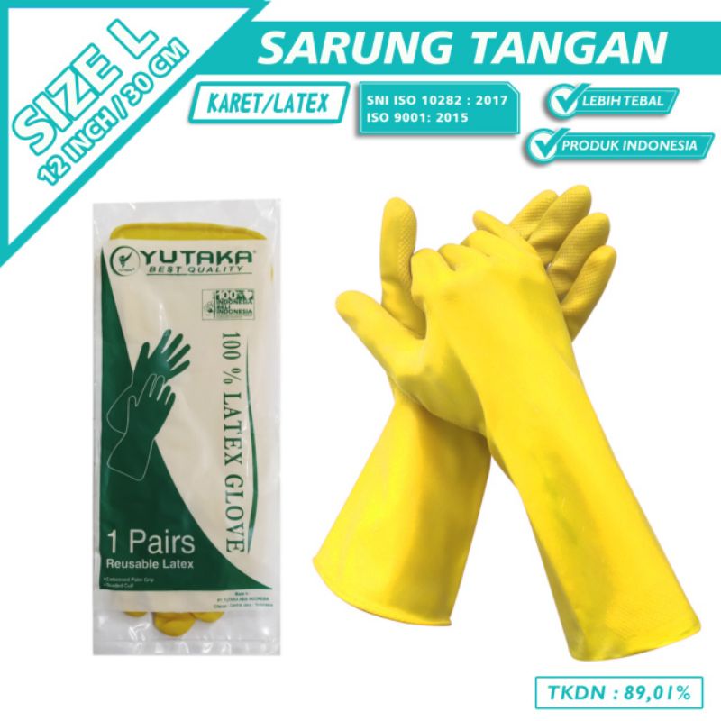 TERMURAH SARUNG TANGAN KARET LATEX / TERLARIS SARUNG TANGAN LATEX / SARUNG TANGAN LATEX 12 KUNING