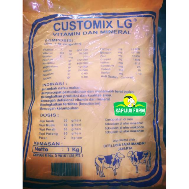 Customix LG / Premix Sapi / Vitamin dan Mineral Sapi