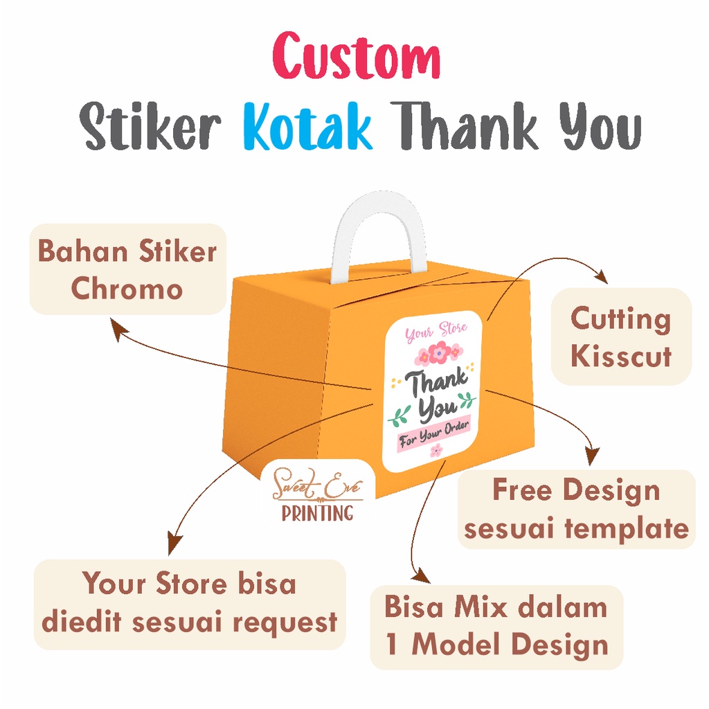 

Cetak Stiker Chromo Label Thank You Custom Desain Kotak