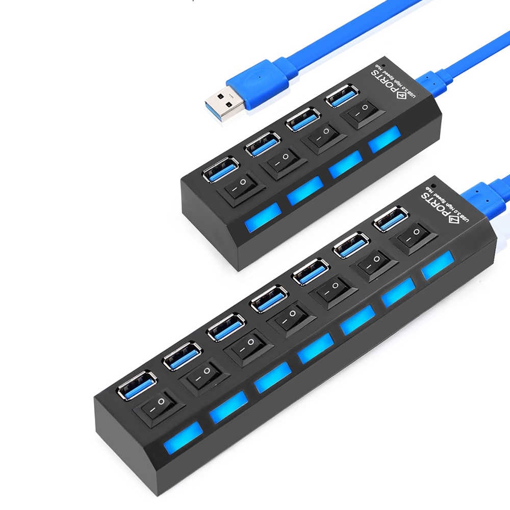 Hub Splitter 4 / 7 Port USB 3.0 Kecepatan Tinggi 5Gbps Untuk Komputer PC