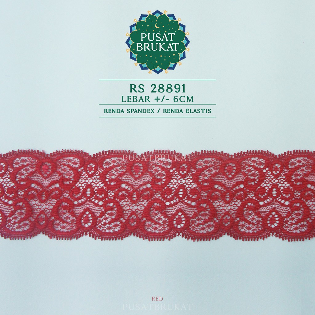 RENDA STRETCH RS28891 - RENDA SPANDEX / ELASTIS LEBAR +/-6CM [harga per 0.5m]