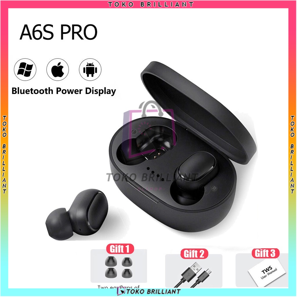 [𝐁𝐈𝐒𝐀 𝐁𝐀𝐘𝐀𝐑 𝐂𝐎𝐃] A6S PRO TWS Headset Bluetooth 5.1 Earphone Wireless Stereo Mini Earbuds Headset Bluetooth  TWS with Wireless Earphone