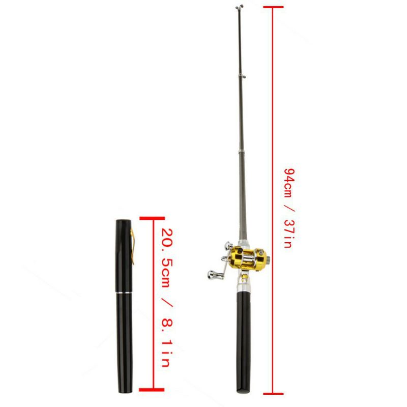 Tongkat Pancing Combo Set Mini Telescopic Portable Pocket Pena Pancing Joran + Reel Aluminium Aloi