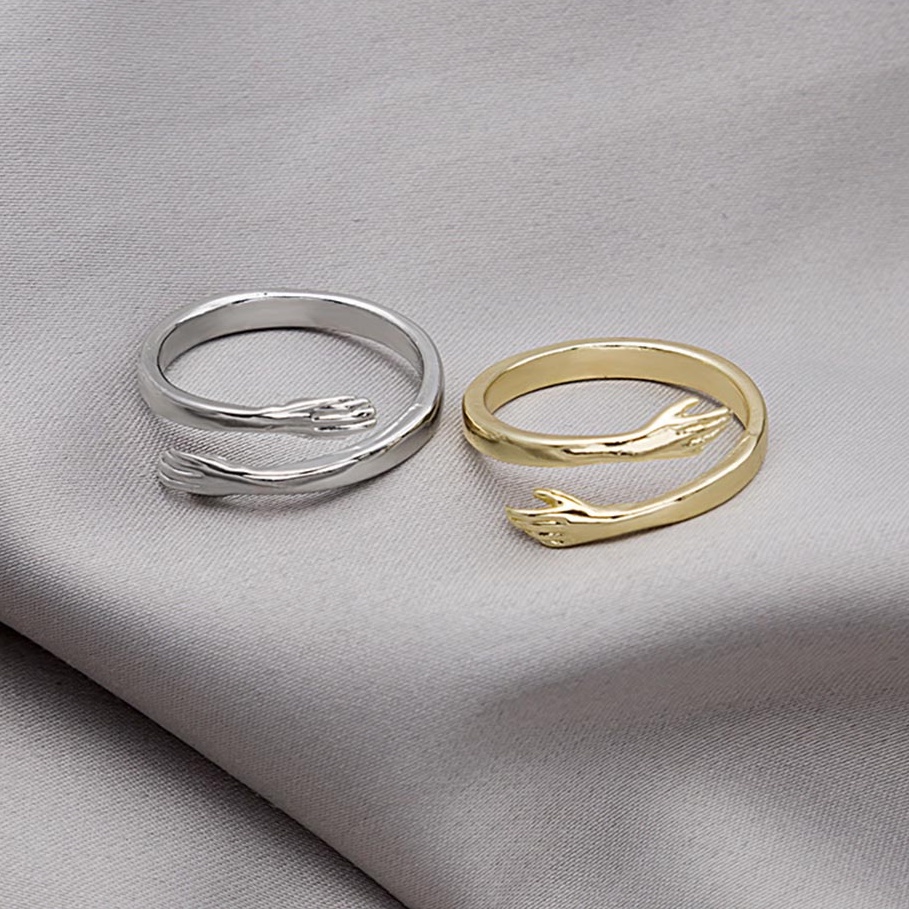 Cincin Model Terbuka Lapis Emas Perak Dapat Disesuaikan Untuk Wanita