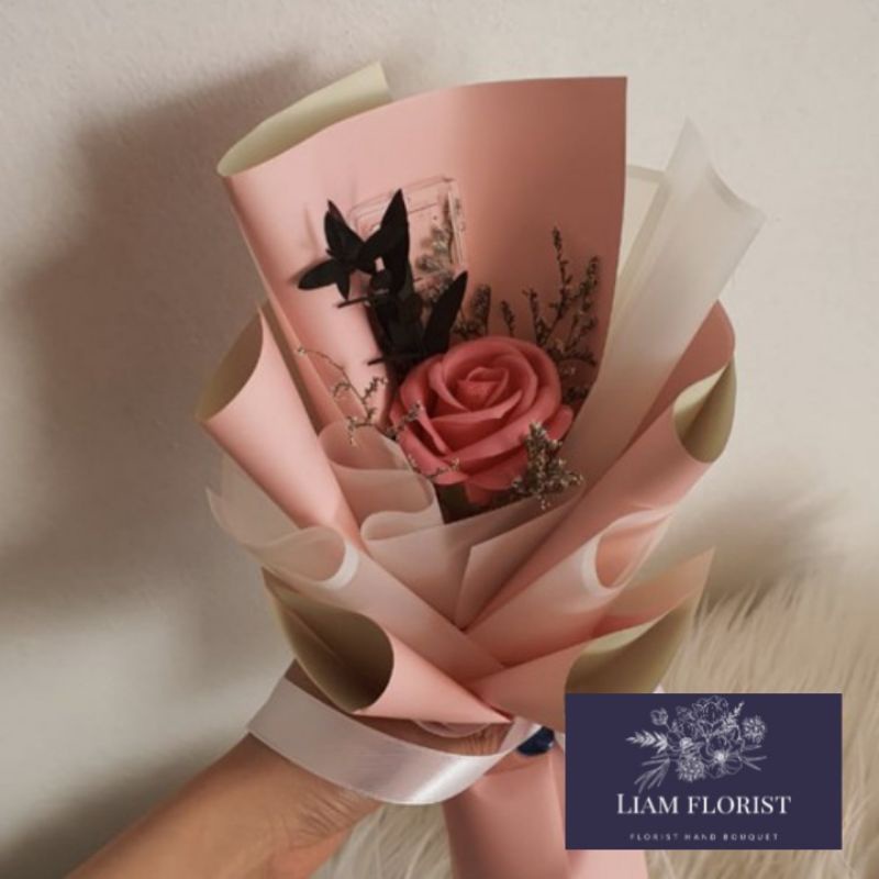 BUKET BUNGA ARTIFICIAL SIZE S/BUKET BUNGA MAWAR/BUKET 1 STEM BUNGA/BUKET WISUDA  ANNIVERSARY