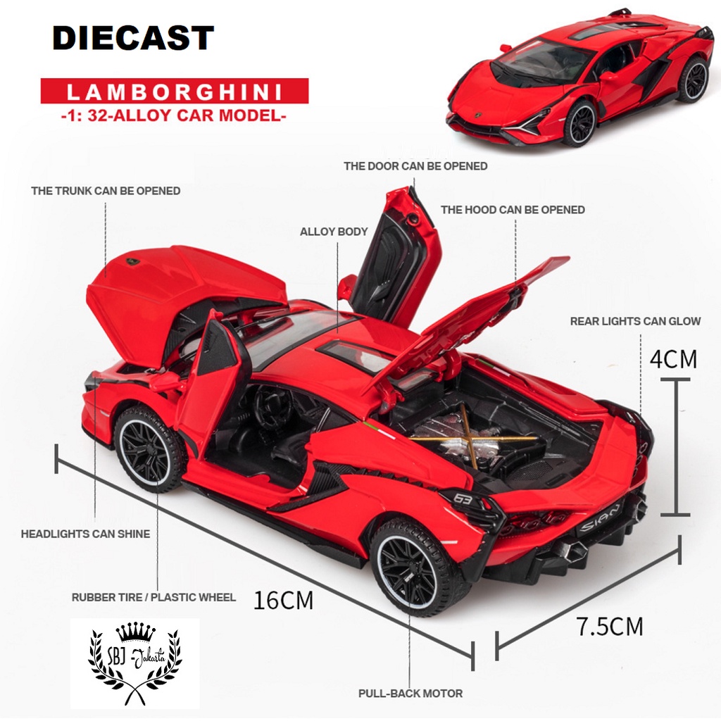 DIECAST Miniatur MOBIL Lamborghini SIAN LIGHTNING DH Skala 1:32