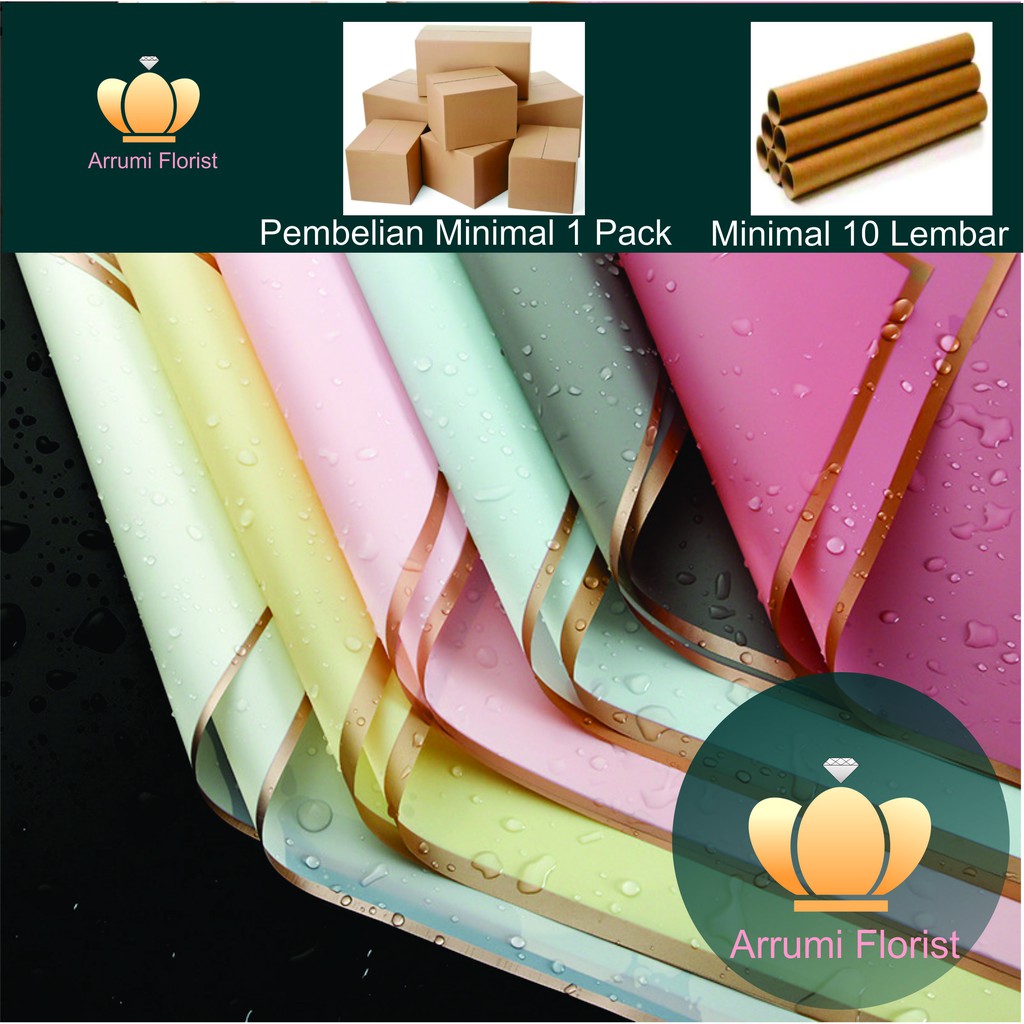 

(Lembran) kertas buket, Wrapping Flower, Cellophane Frame Gold