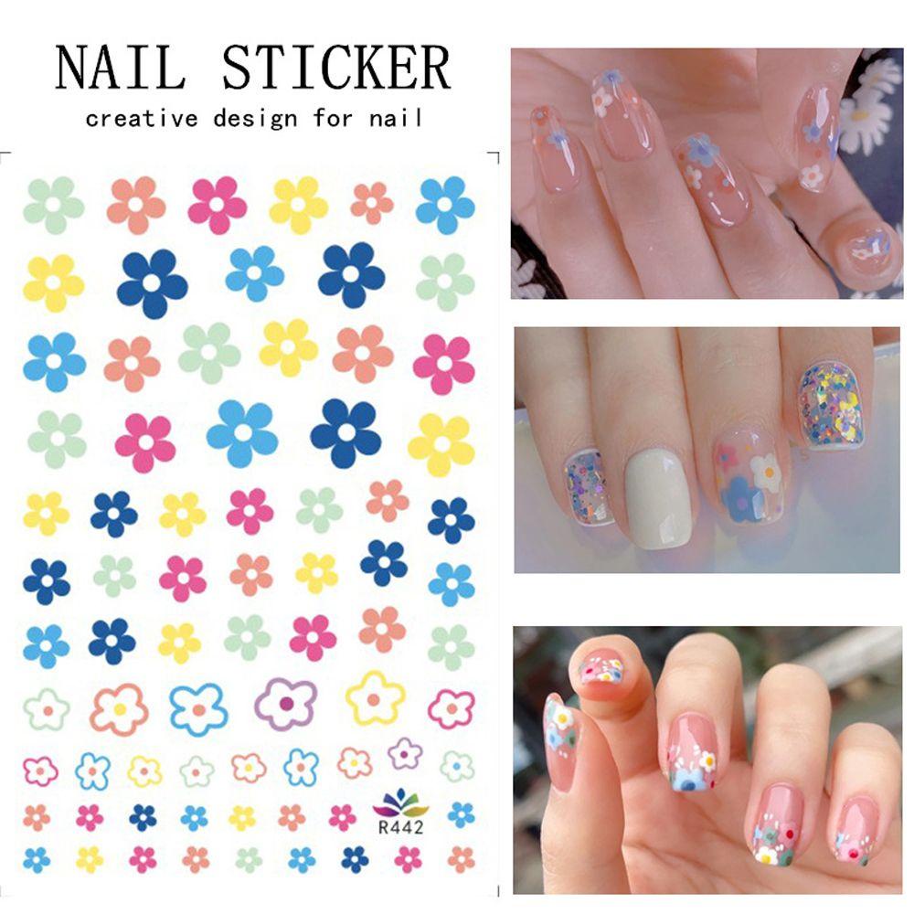 Mxbeauty 1 Lembar Stiker Kuku 3D Motif Daun / Smiley / Awan / Abstrak Untuk Aksesoris Nail Art / Manicure