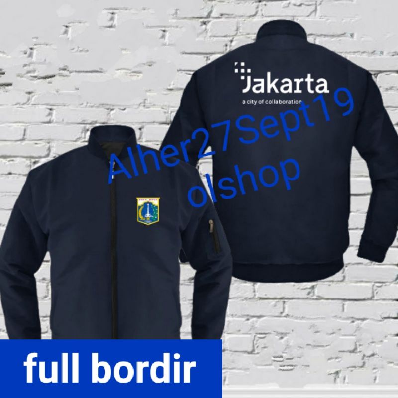 jaket Jakarta kolaborasi full bordir free nama jaket bomber Jakarta kolaborasi