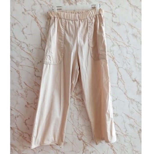 Kulot Palazzo Katun Cream karet keliling Allsize