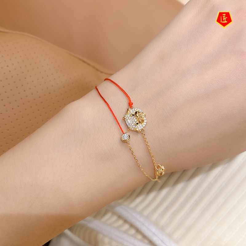 [Ready Stock]Simple Full Diamond Lucky Calf Bracelet Luxury Minority