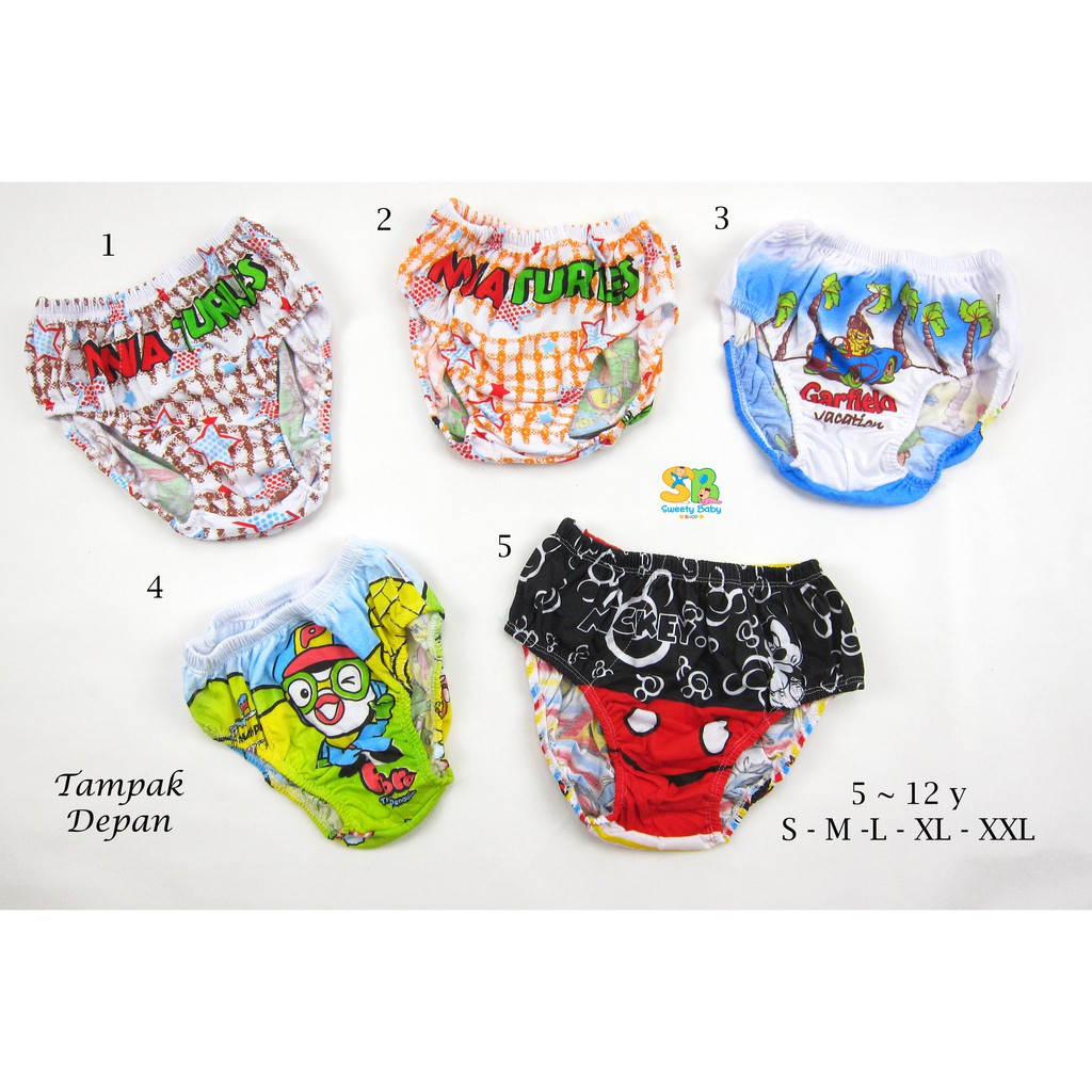 Celana Dalam Anak Cowok karakter 5-12th /  Celana dalam adem /celana dalam anak karakter (isi 6 pcs)