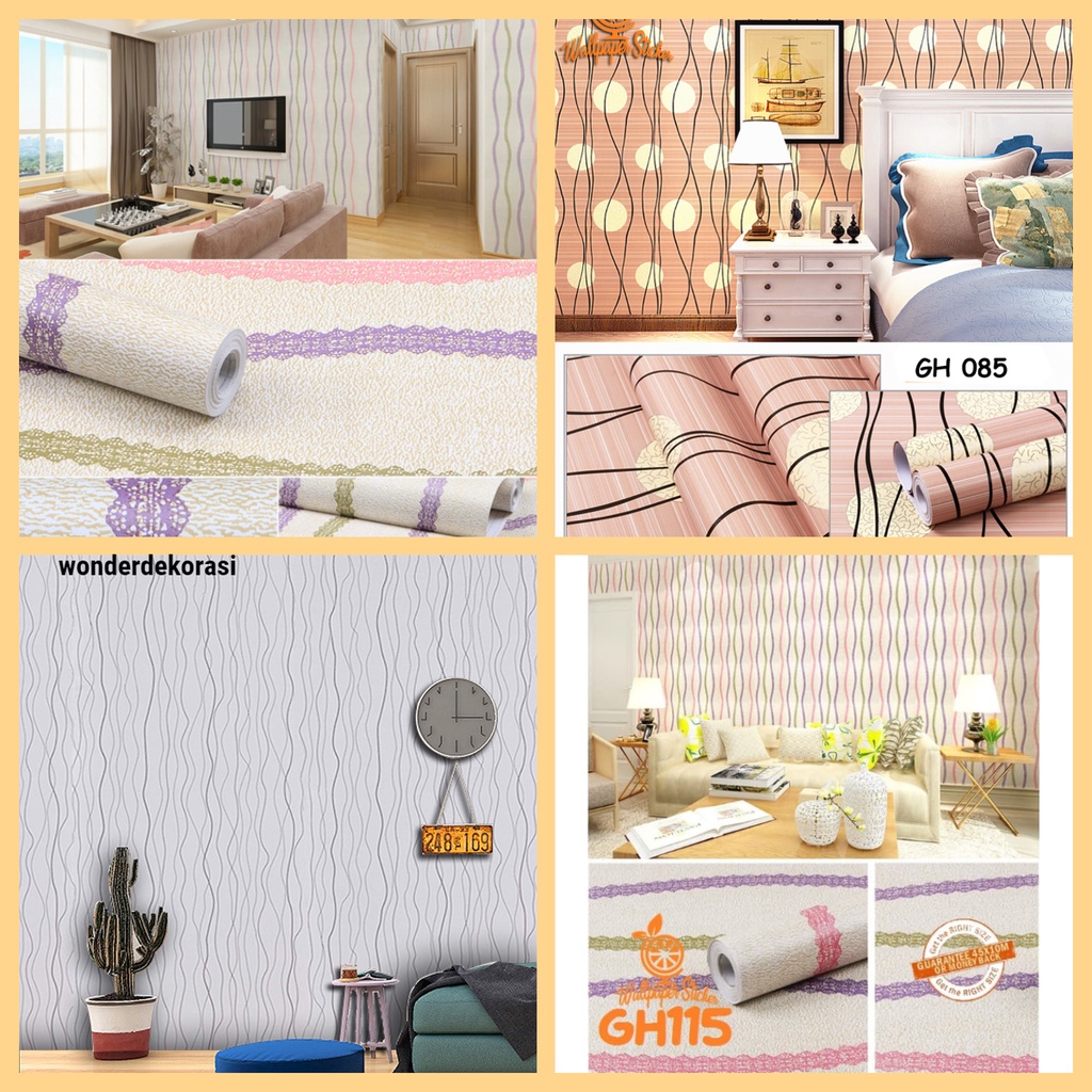 Wallpaper Dinding Sticker Dinding Motif Salur Motif Salur Garis Wallstiker Stiker Dinding -Wonderdekorasi