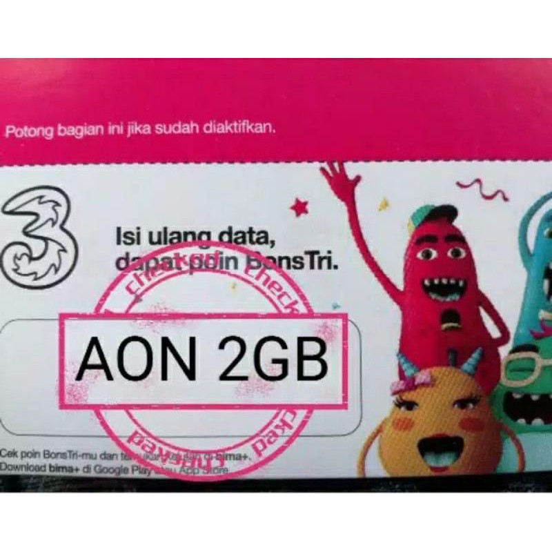 VOUCHER DATA TRI AON 2GB (BANJARMASIN - PALANGKARAYA) [ CEK HARGA GROSIR ]