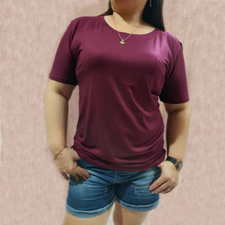 KAOS JUMBO ROUND NECK ATASAN WANITA POLOS LENGAN PENDEK CEWEK BIG SIZE 2XL 3XL MURAH BAHAN ADEM