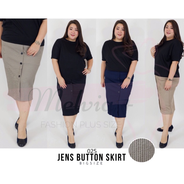 BF 025 Rok Panjang Jumbo Kancing Jens Button Skirt