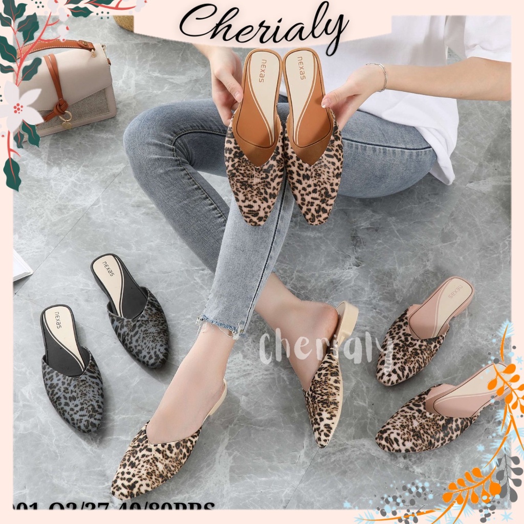 Sandal Selop Wanita Jelly Import Karet Elastis Anti Slip Hak Pendek Slop Perempuan Motif Macan 901