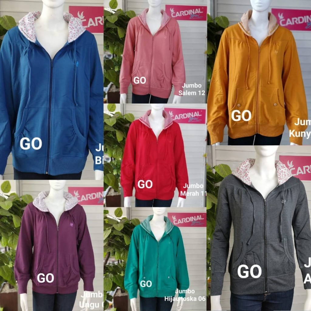 gof CARDINAL SWEATER JUMBO Pakaian Wanita Outerwear Jaket Big Size Extra Size Mama Size Casual Bagus