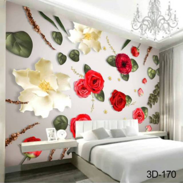 Wallpaper custom 3D motif bunga