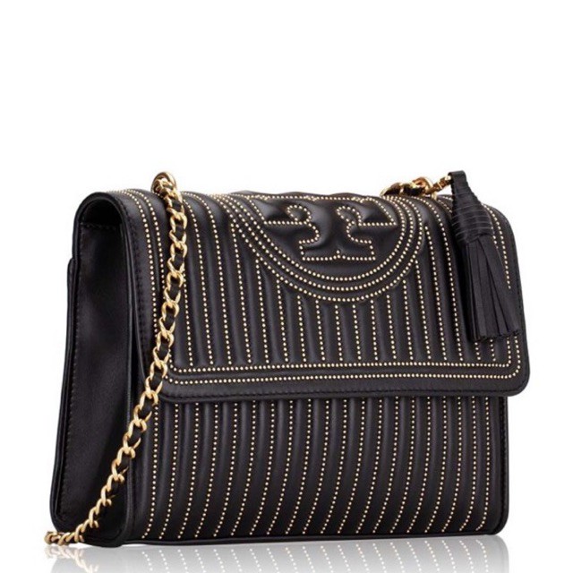 tory burch tb fleming studded black