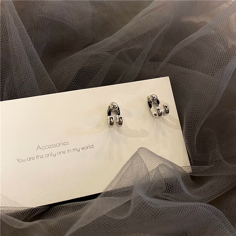 Sterling silver jarum Korea 2020 baru trendi back-mount stud anting-anting double-line hook anting-a