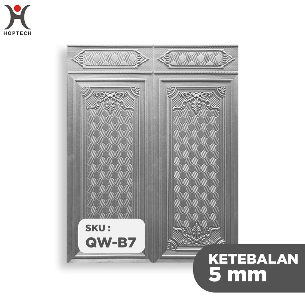 Wallpaper 3D FOAM / Wallfoam Dinding 3D Motif PINTU JATI 70X90 CM-QW-B7 SILVER