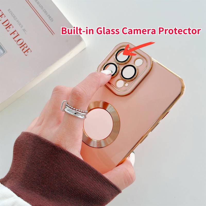 Soft Case Pelindung Kamera Bahan TPU Lapis Emas Untuk iPhone 7 8 Plus SE 2020 2022 SE3 X XS Max XR