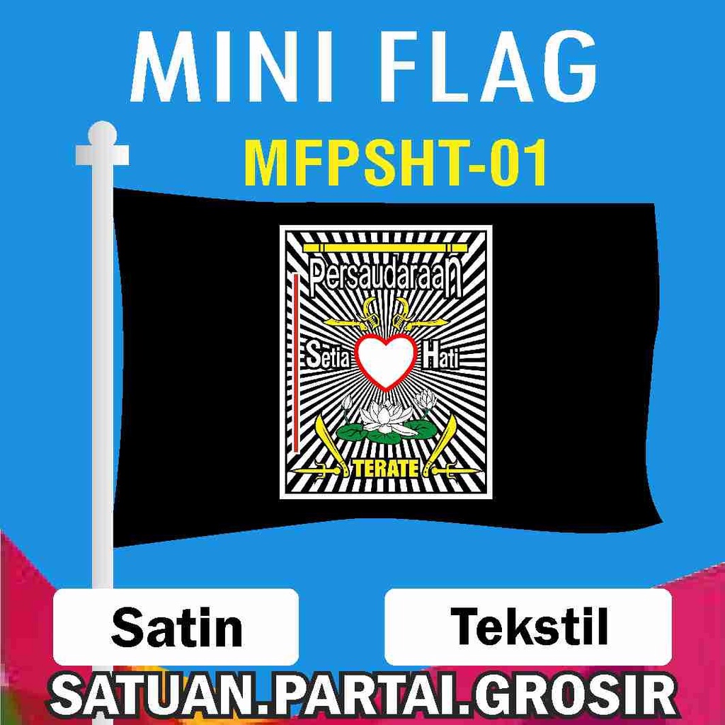 Cetak Bendera Printing Motif Custom PSHT / Mini Flag PSHT (Persaudaraan Setia Hati Terate) / Sablon 