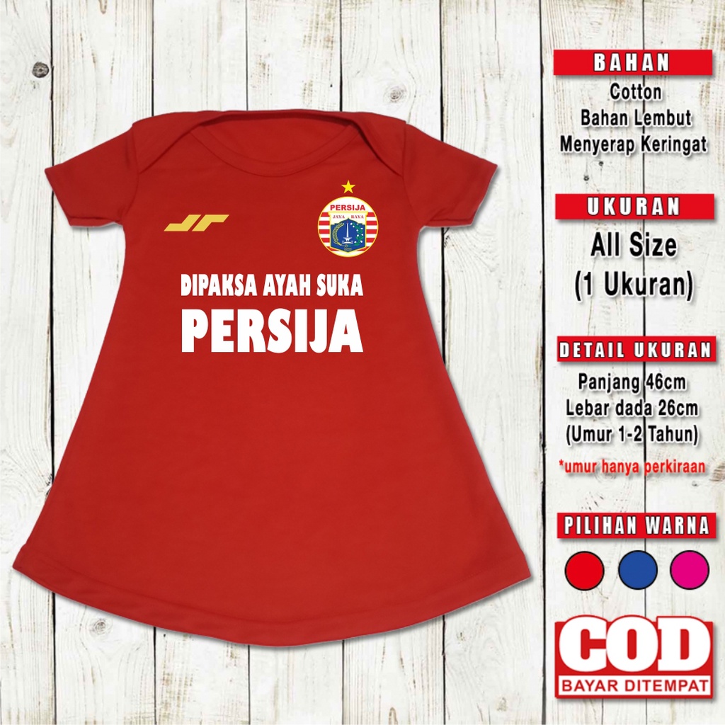 Baju anak bayi cewek Persija Jakarta Dipaksa Ayah dress dres pakaian bola bayi set kaos baju kado ba