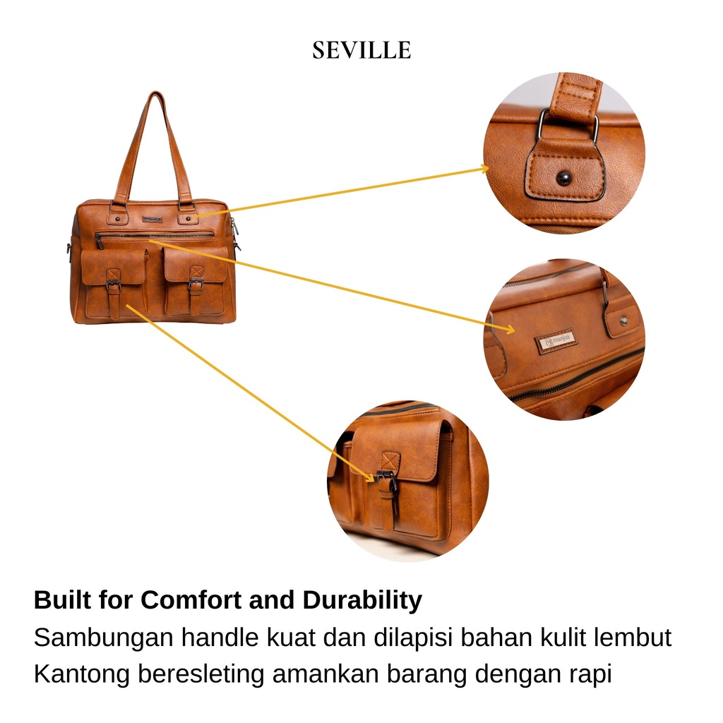 SEVILLE Bag by Manjua. Tas Kerja, Tas Kuliah, Muat Laptop 14 inch. Tas Laptop, Ukuran Besar.