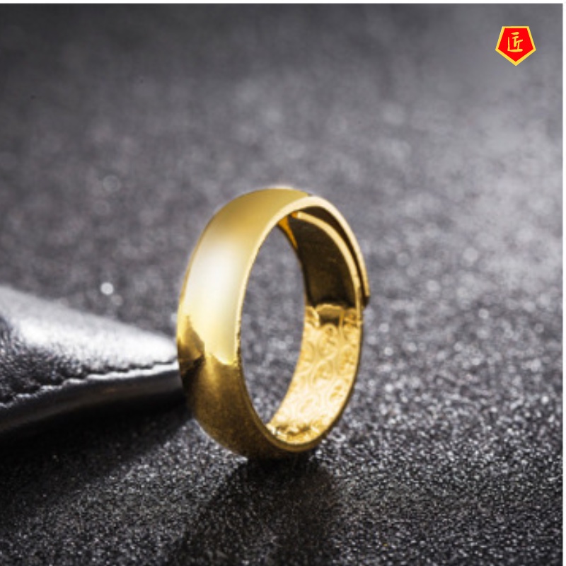 [Ready Stock]Simple Personality Glossy Couple Gold Ring