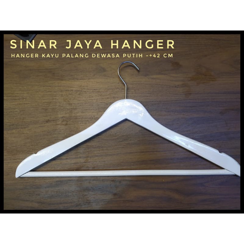 hanger kayu  palang dewasa putih