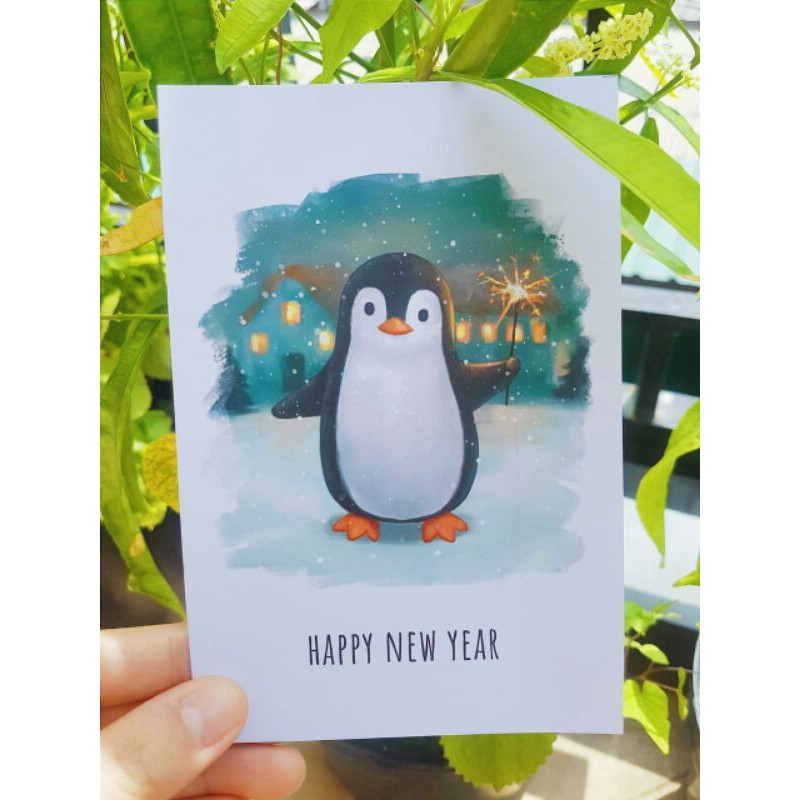 

HAPPY NEW YEAR PINGUIN POSTCARD POST CARD FILATELI KARTU POS KARTU UCAPAN KADO NATAL TAHUN BARU