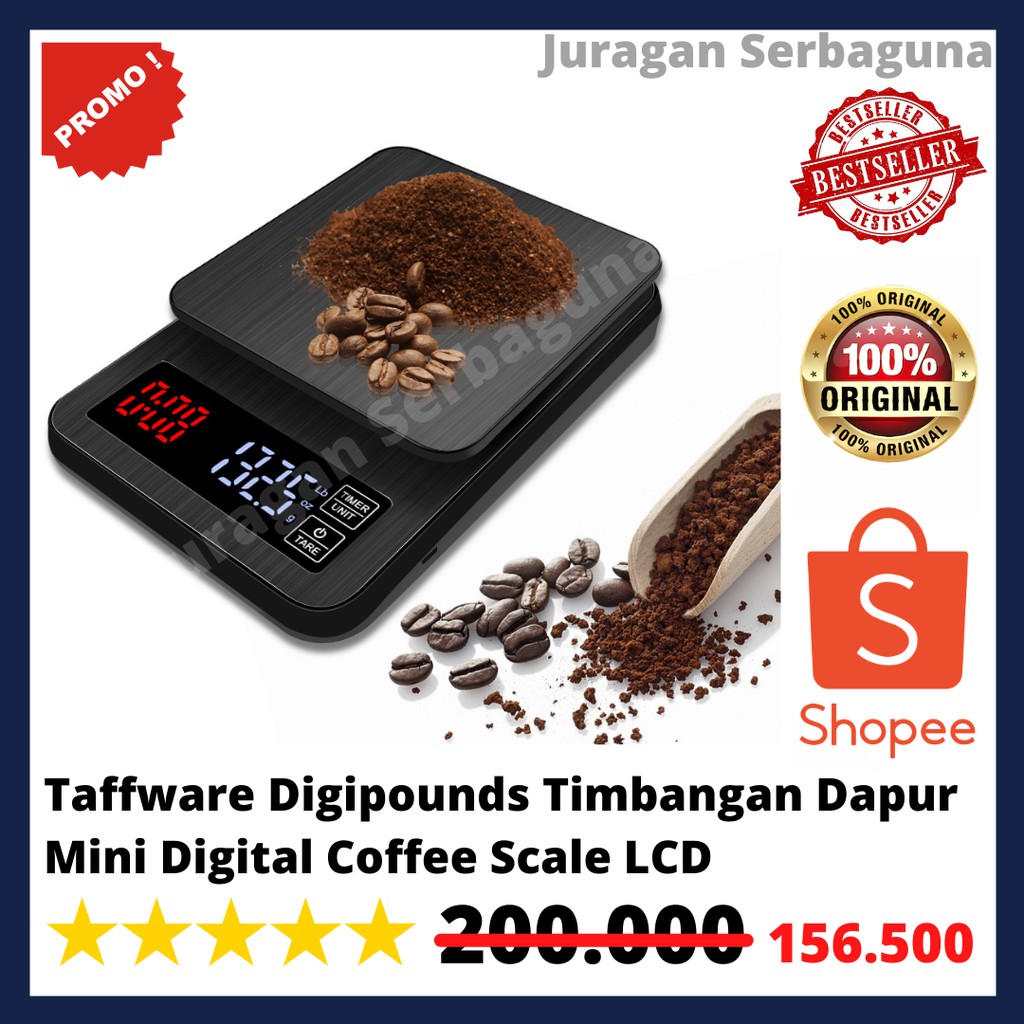 Taffware Digipounds Timbangan Dapur Mini Digital Coffee Scale LCD