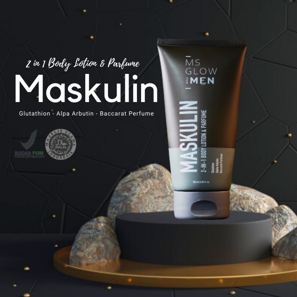 MS Glow For Men Maskulin 2 in 1 Body Lotion &amp; Perfume Rumah Cantik 354 Perawatan Mencerahkan Kulit Tubuh