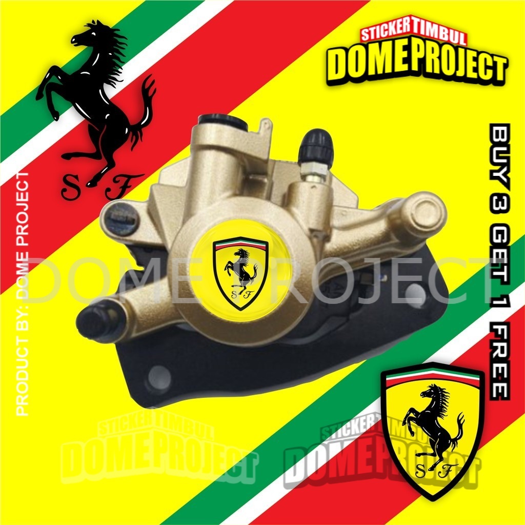 STIKER MOTOR EMBLEM 3D LOGO FERRARI KALIPER REM AKSESORIS YAMAHA HONDA SUZUZI KAWASAKI AESTHETIC KEREN