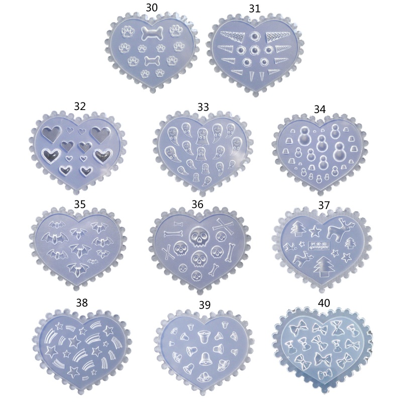 Siy Cetakan Resin Akrilik Gel Nail Art Bentuk Tengkorak Bunga Ukuran Mini