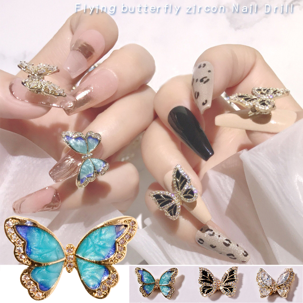 Needway  Luxury Butterfly Nail Art Decorations Shiny Nail Crystal 3D Nail Rhinestones Charms Glitter DIY Manicure Gem-studded Zircon DIY Jewelry