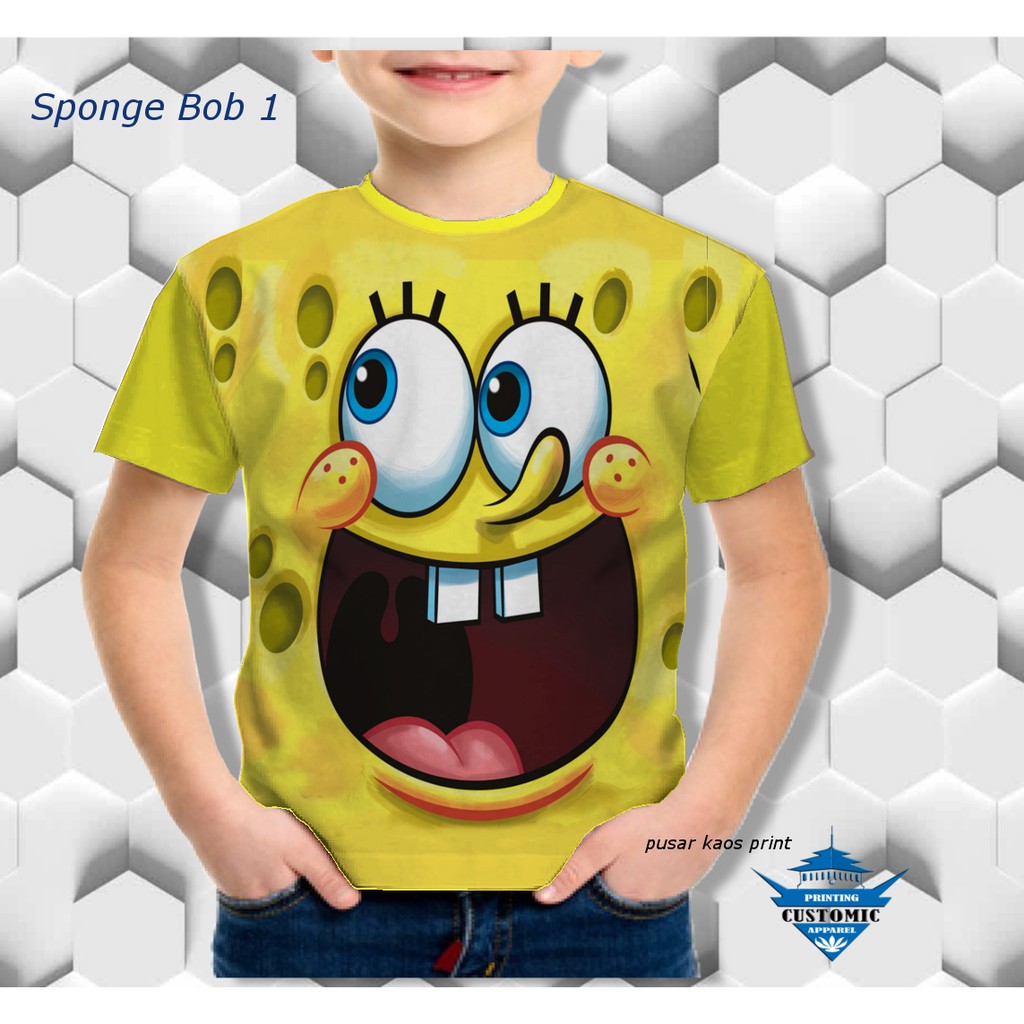 Kaos Anak Spongebob 1 Kaos 3d Customic Printing Berkualitas
